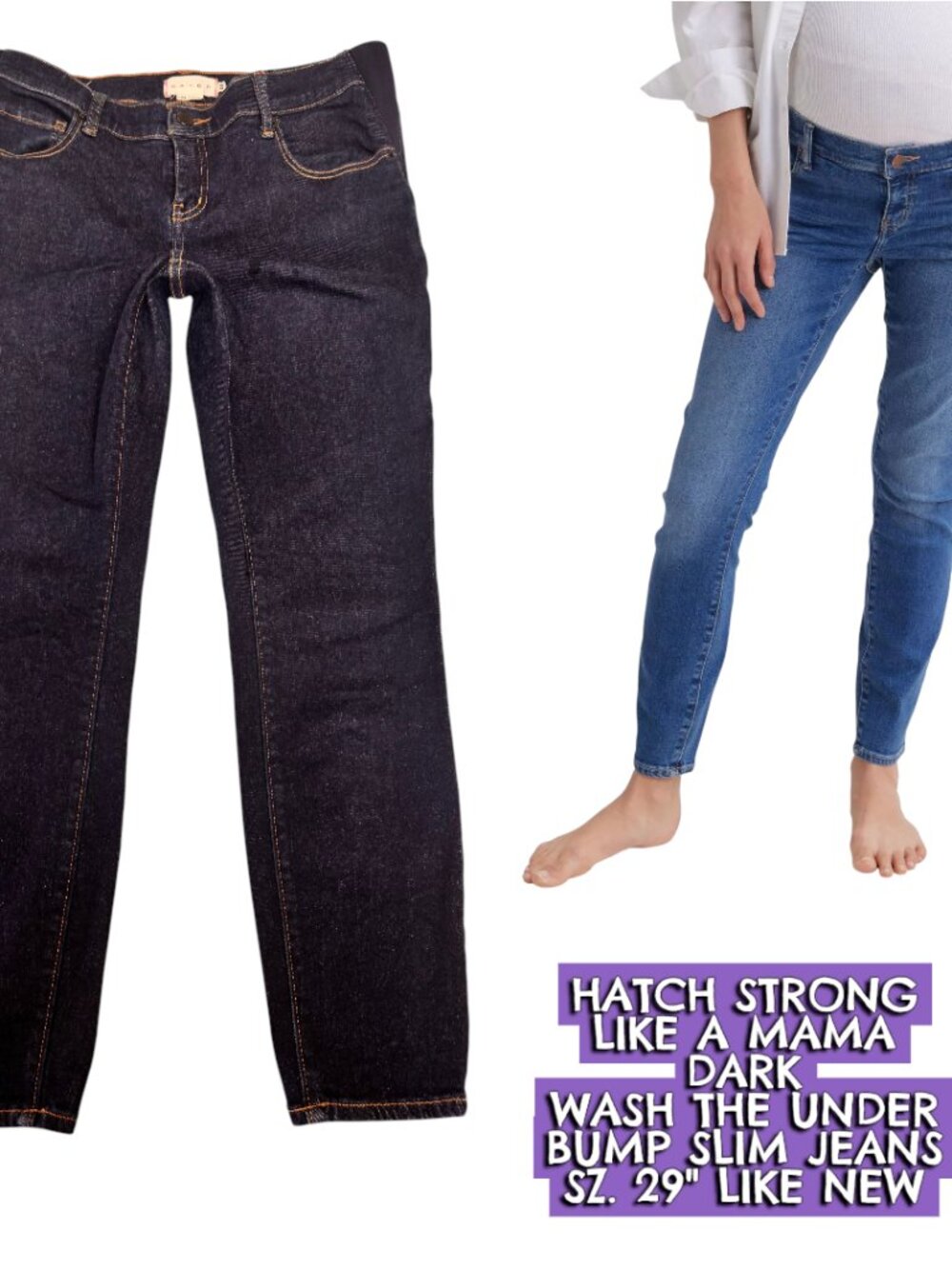 ✨‎ LIKE NEW: HATCH Under the Bump Slim Maternity Jeans ✨SZ. 29"